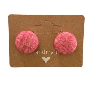 Marbled Pink Button Earrings